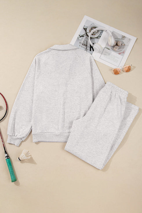 Polo Collar V Neck Drawstring Wide Leg Pant Sets