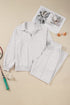 Polo Collar V Neck Drawstring Wide Leg Pant Sets