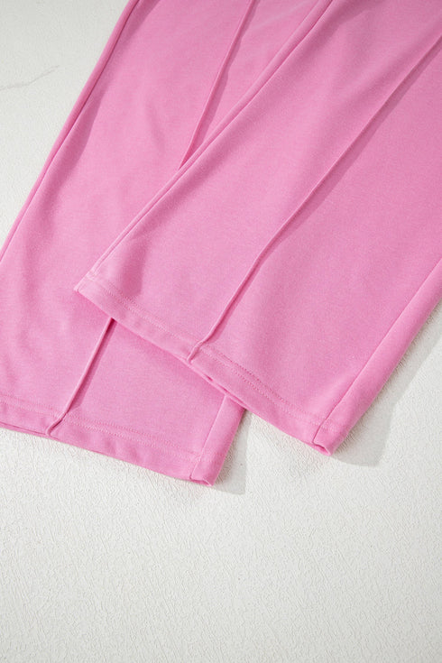 Polo Collar V Neck Drawstring Wide Leg Pant Sets