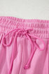 Polo Collar V Neck Drawstring Wide Leg Pant Sets