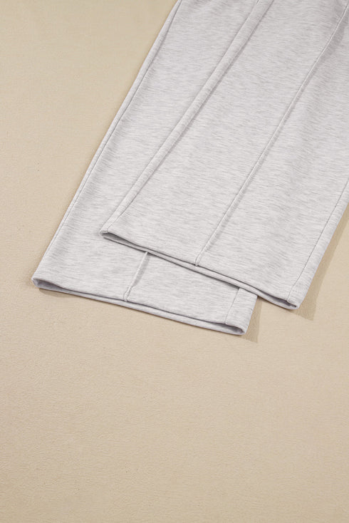 Polo Collar V Neck Drawstring Wide Leg Pant Sets