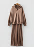 Polo Collar V Neck Drawstring Wide Leg Pant Sets