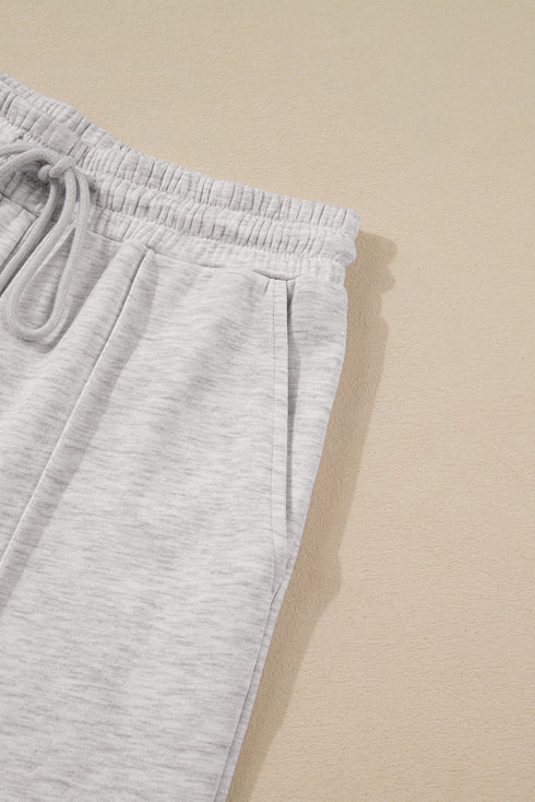 Polo Collar V Neck Drawstring Wide Leg Pant Sets