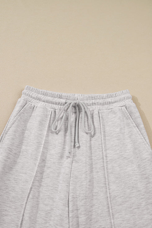 Polo Collar V Neck Drawstring Wide Leg Pant Sets