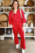 Polo Collar V Neck Wide Leg Pant Set