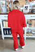 Polo Collar V Neck Wide Leg Pant Set