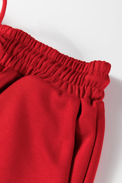 Polo Collar V Neck Wide Leg Pant Set