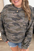 Polyester Elastane Camo Print Long Sleeve Top