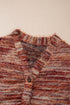 Polyester Fuzzy Striped Pattern Button Front Cardigan