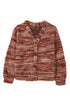 Polyester Fuzzy Striped Pattern Button Front Cardigan