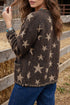 Polyester Stars Pattern Long Sleeve Shift Cardigan