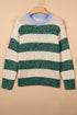 Polyester Striped Pattern Drop Shoulder Pullover Sweater