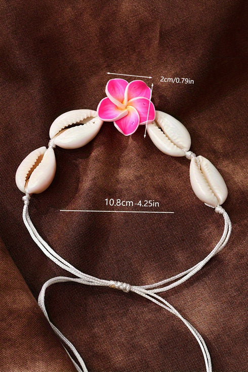 Polymer Clay Floral And Seashell Adjustable Bracelet