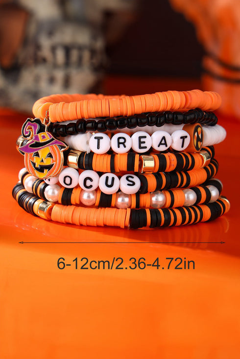 Polymer Clay Pumpkin Motif Multilayered Beaded Bracelet