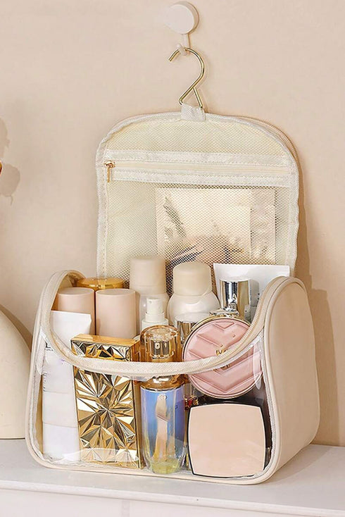 Portable Top Handle Zippered Travel Cosmetic Organizer Makeup Bag