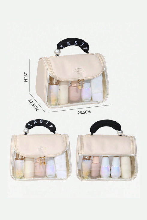 Portable Top Handle Zippered Travel Cosmetic Organizer Makeup Bag