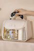 Portable Top Handle Zippered Travel Cosmetic Organizer Makeup Bag