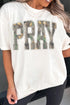 Pray Camo Letter Print Round Neck Faith Graphic Tee