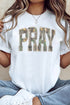 Pray Camo Letter Print Round Neck Faith Graphic Tee