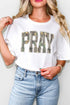 Pray Camo Letter Print Round Neck Faith Graphic Tee