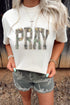 Pray Camo Letter Print Round Neck Faith Graphic Tee