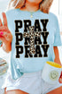 Pray Leopard Cross Graphic Loose Round Neck Faith Tee
