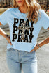 Pray Leopard Cross Graphic Loose Round Neck Faith Tee