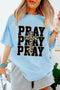 Pray Leopard Cross Graphic Loose Round Neck Faith Tee