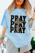 Pray Leopard Cross Graphic Loose Round Neck Faith Tee