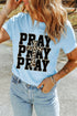 Pray Leopard Cross Graphic Loose Round Neck Faith Tee
