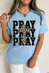 Pray Leopard Cross Graphic Loose Round Neck Faith Tee