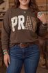 Pray Letter Applique Patchwork Round Neck Long Sleeve Sweatshirt