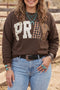 Pray Letter Applique Patchwork Round Neck Long Sleeve Sweatshirt