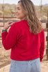PRAY Letter Patchwork Round Neck Long Sleeve Sweatshirt