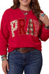 PRAY Letter Patchwork Round Neck Long Sleeve Sweatshirt