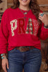 PRAY Letter Patchwork Round Neck Long Sleeve Sweatshirt
