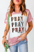 Pray Letter Print Western Graphic Short Sleeve Tee