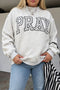 Pray Polka Dot Letter Applique Mock Neck Pullover Sweatshirt
