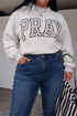 Pray Polka Dot Letter Applique Mock Neck Pullover Sweatshirt