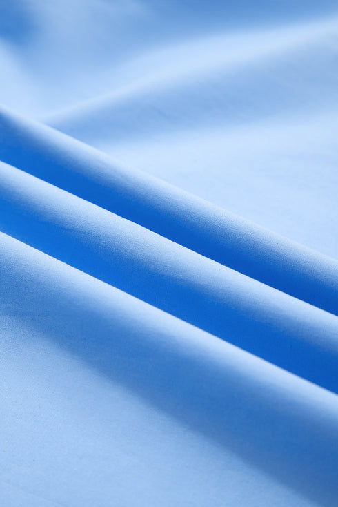 Preppy Contrast Trim Puff Sleeve Split Neck Popover Blouse