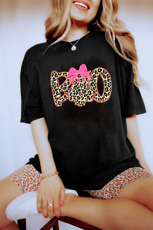 Preppy Ghost Boo Graphic Crew Neck Short Sleeve Tee