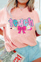 Preppy Retro Coquette Teach Graphic Print Teacher Tee Shirt