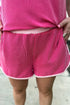Preppy Ribbed Texture Color Block Crew Neck Tee Dolphin Shorts Set