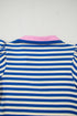 Preppy Stripe Contrast Collar Split Neck Flutter Sleeve T Shirt Dress