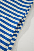 Preppy Stripe Contrast Collar Split Neck Flutter Sleeve T Shirt Dress