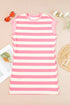 Preppy Stripe Print Cap Sleeve Shift T Shirt Dress