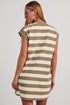 Preppy Stripe Print Cap Sleeve Shift T Shirt Dress