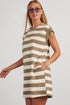 Preppy Stripe Print Cap Sleeve Shift T Shirt Dress