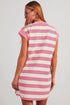 Preppy Stripe Print Cap Sleeve Shift T Shirt Dress