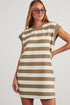 Preppy Stripe Print Cap Sleeve Shift T Shirt Dress